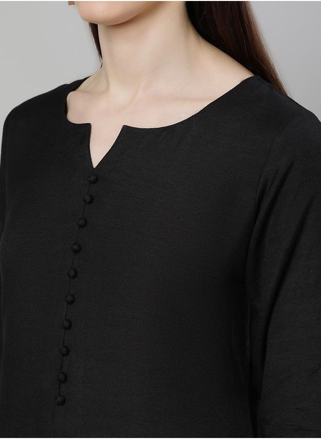 Libas - Solid Straight Kurta and Solid Palazzo with Dupatta Set by Styli - Image 1