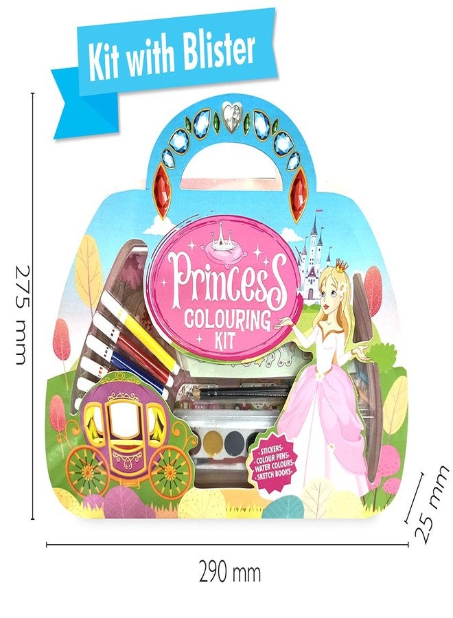 BRIJBASI Princess Colouring Art Book Kit for Girls Kids with 8 Stickers Sheet, 32-Page Book, Watercolor Set & Brush, 10 Color Pens - Ages 3+ Years - Image 5