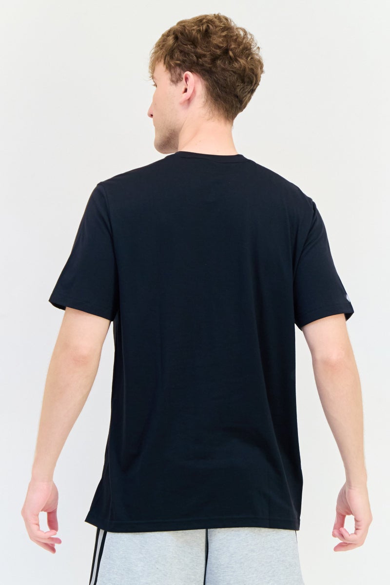 Adidas Men Regular Fit Brand logo Short Sleeves Yoga T-Shirt, Black  - Image 3