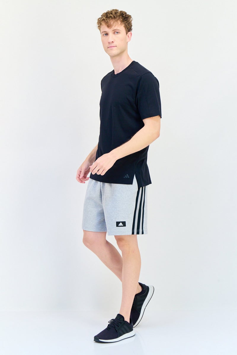 Adidas Men Regular Fit Brand logo Short Sleeves Yoga T-Shirt, Black  - Image 4