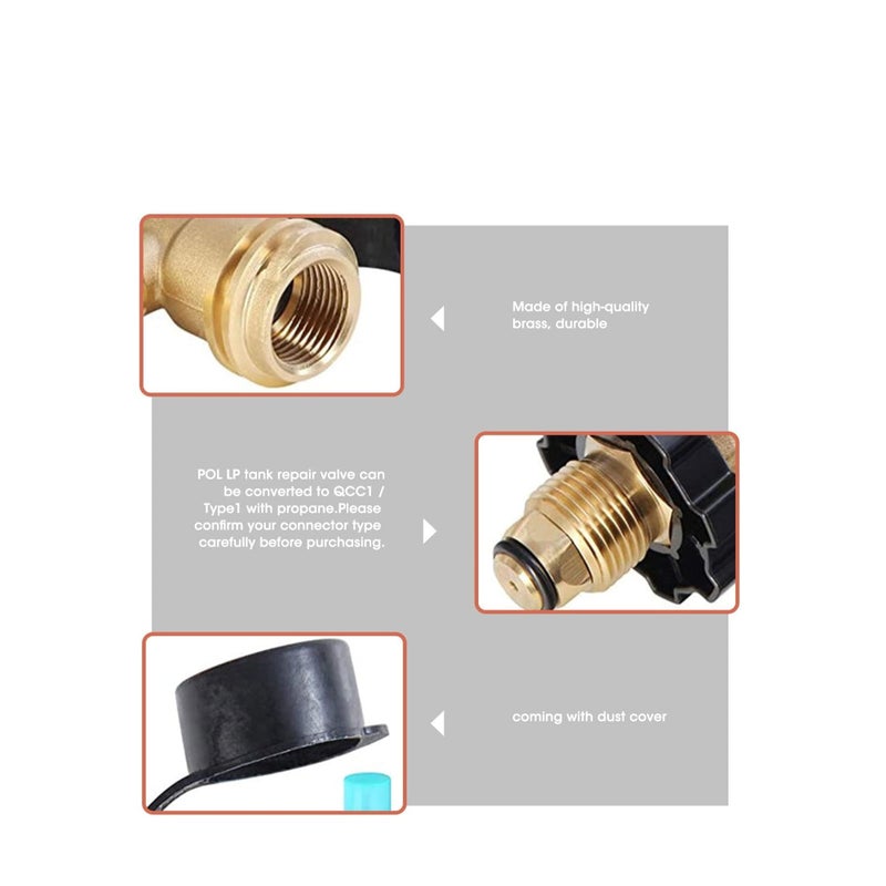 Barakah Pol Propane Gas Meter Tank Built-In Leak Detector, Suitable for Propane Tank Gas Cylinder Pol Pressure Gauge Connector Gas Tank Interface Copper Fittings - Image 5