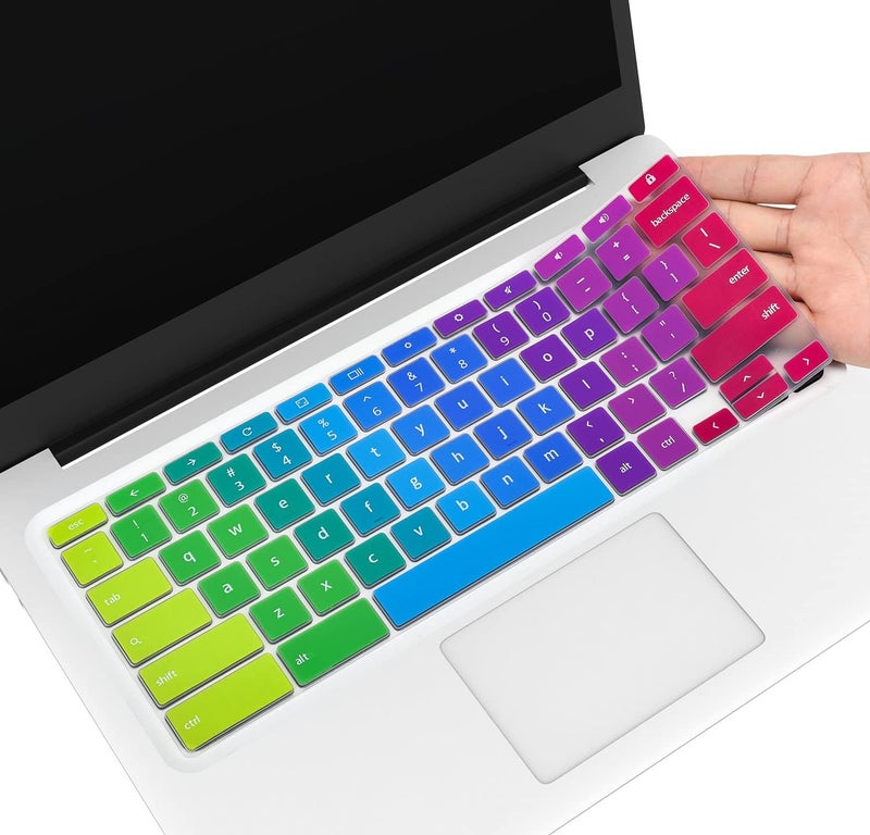CaseBuy Colorful Lenovo Chromebook Keyboard Cover for Lenovo Chromebook Flex 3 11 / Lenovo Chromebook C330 11.6 /Chromebook 100e 300e 500e N20 N21 N22 N23 11.6/Chromebook N42 N42-20 14 inch, Rainbow - Image 1