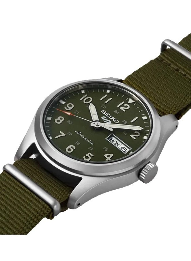 Seiko 5 Sports Watch SRPG33K1, 39.4 mm Green Dial, Stainless Steel Case & Green Nylon Strap, 100 m WR - Image 1