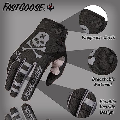 FASTGOOSE Dirt Bike Motorcycle Gloves - Motocross, Motorbike Riding, ATV, MX, MTB, Off Road Racing, Sports Cycling (Black001, Small) - Image 2