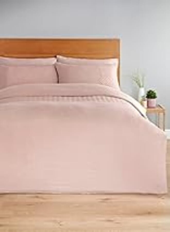 Matalan Pinsonic Panel Duvet Cover and Fitted Sheet Set, Single Size, Pink