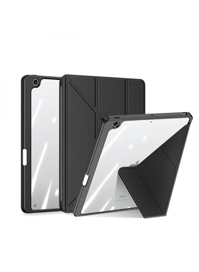 iPad 10th generation 10.9-inch 2022 case / iPad 10th generation (A16) 10.9-inch 2025 case with smart pencil holder, slim smart cover with stand and auto wake/sleep function, transparent / black, iPad case, protective cover, iPad 10th generation case, iPad cover, premium iPad cover, iPad case, transparent and black iPad case - Image 1