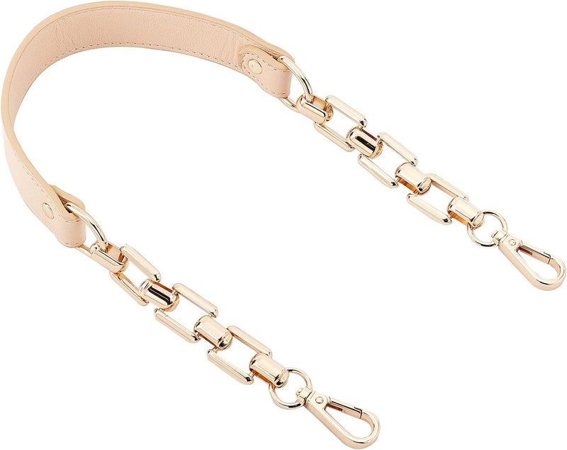 cheekyglo Purse Chain Handle 23 Inch PU Leather Replacement Chain Handbag Shoulder Strap with Alloy Swivel Clasps Bag Chain Accessory for Shoulder Bag Clutch Wallet Tote Briefcase(Light Brown) Light Brown - Image 1
