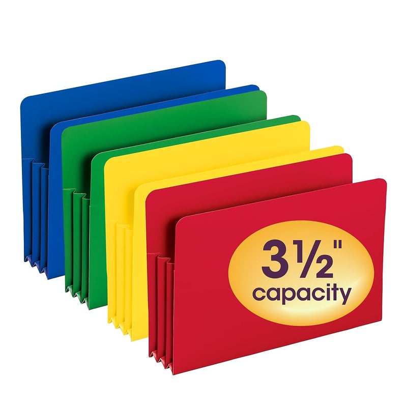 Smead Poly File Pocket, Straight-Cut Tab, 3-1/2" Expansion, Legal Size, Assorted Colors (73550) - Image 5