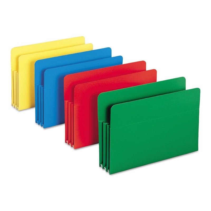 Smead Poly File Pocket, Straight-Cut Tab, 3-1/2" Expansion, Legal Size, Assorted Colors (73550) - Image 1