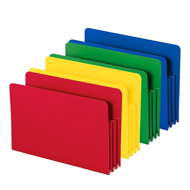 Smead Poly File Pocket, Straight-Cut Tab, 3-1/2" Expansion, Legal Size, Assorted Colors (73550) - Image 4