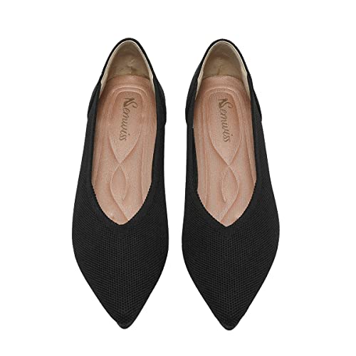 Semwiss Women's Ballet Flats Comfortable Casual Dressy Shoes,Work Flats Office Shoes Pointed Toe Leopard Flats Black Size 8 - Image 1