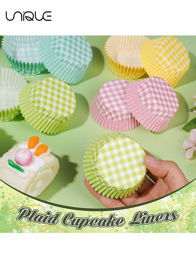 Unique 100Pcs Plaid Cupcake Liners - 4 Colors - Disposable Paper Cupcake Liners - Food Grade Baking Cups - Suitable for Baking, Desserts, Pastries, Weddings, Birthdays, Party Supplies - 7 x 5 x 3 cm - Image 5