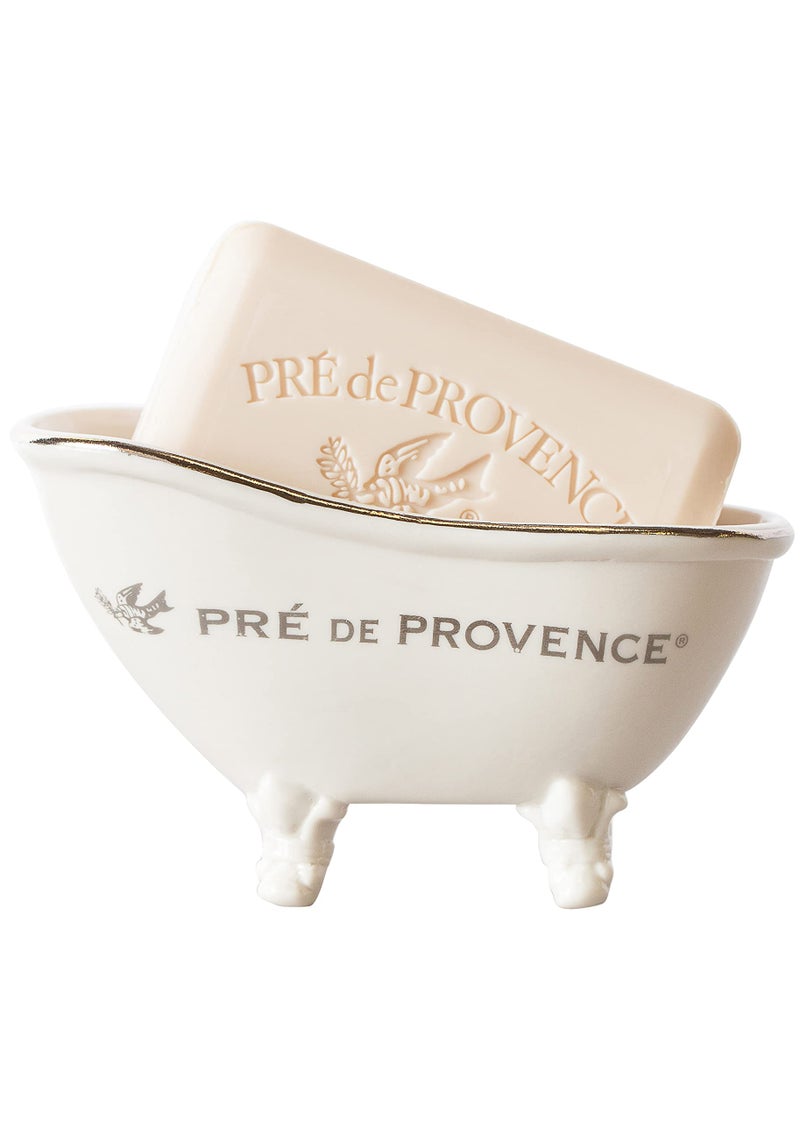 Pre de Provence Soap Dish Large Capacity for Kitchen or Bathroom 575x26x35 Le Bain White Ceramic
