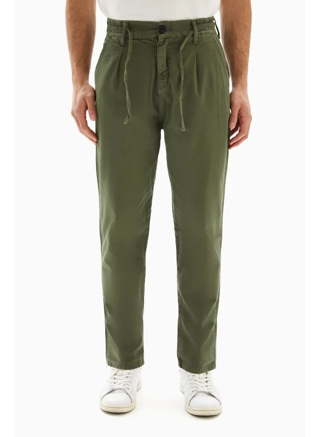 Wecre8 Khaki Green Drawstrings Slim Trousers