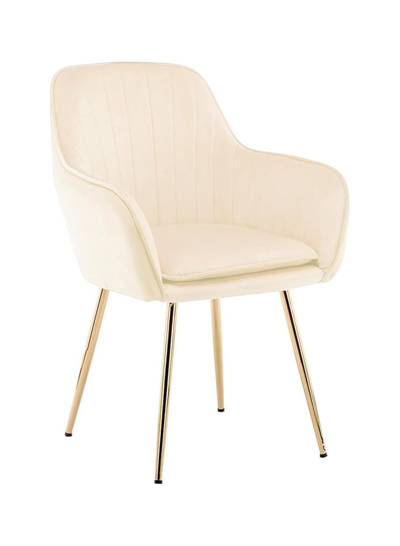 Poppins Home Poppins HOME Dining Room Chair Luxury Living room Chair Makeup Chair Multipurpose Chair Velvet Fabric with gold Legs (Beige)  - Image 1