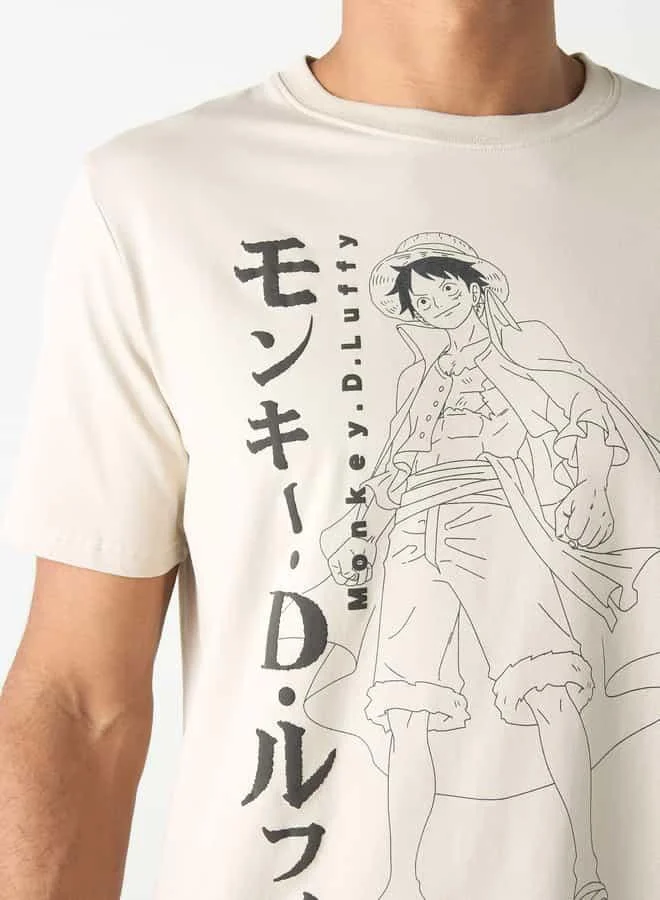 SP Characters Monkey D. Luffy Print T-shirt with Crew Neck