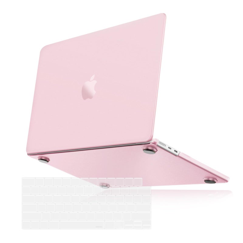 Mosiso غطاء MOSISO فائق النحافة يغلق بسلاسة متوافق مع حافظة MacBook Air 13 بوصة طراز M5 M4 M3 M2 20262022 A3449 A3240 A3113 A2681 مجموعة 2 في 1 غلاف مضاد للبصمات للماك إير 136 وردي فاتح - Image 2
