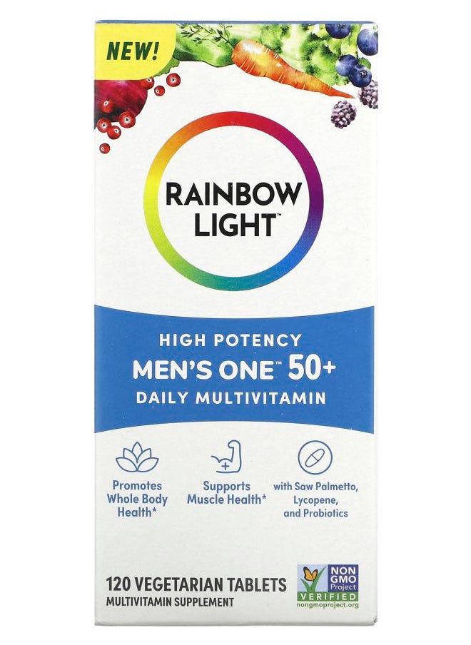 Rainbow Light Men's One 50+ Daily Multivitamin High Potency 120 Vegetarian Tablets 