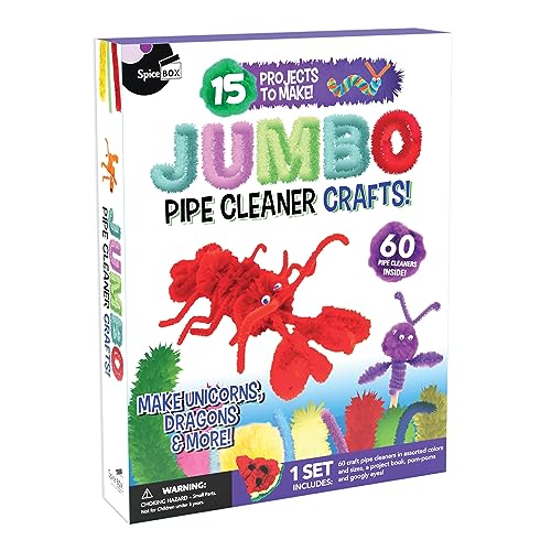 SpiceBox Make Play Jumbo Pipe Cleaner Crafts 15 Projects to Create Make Fuzzy Fun Creatures Animals DIY Art Crafts Activity Kit Kids Ages 8 - Image 1