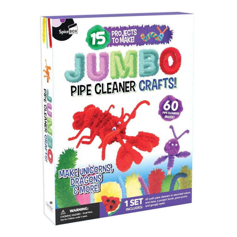 SpiceBox Make Play Jumbo Pipe Cleaner Crafts 15 Projects to Create Make Fuzzy Fun Creatures Animals DIY Art Crafts Activity Kit Kids Ages 8 - Image 2
