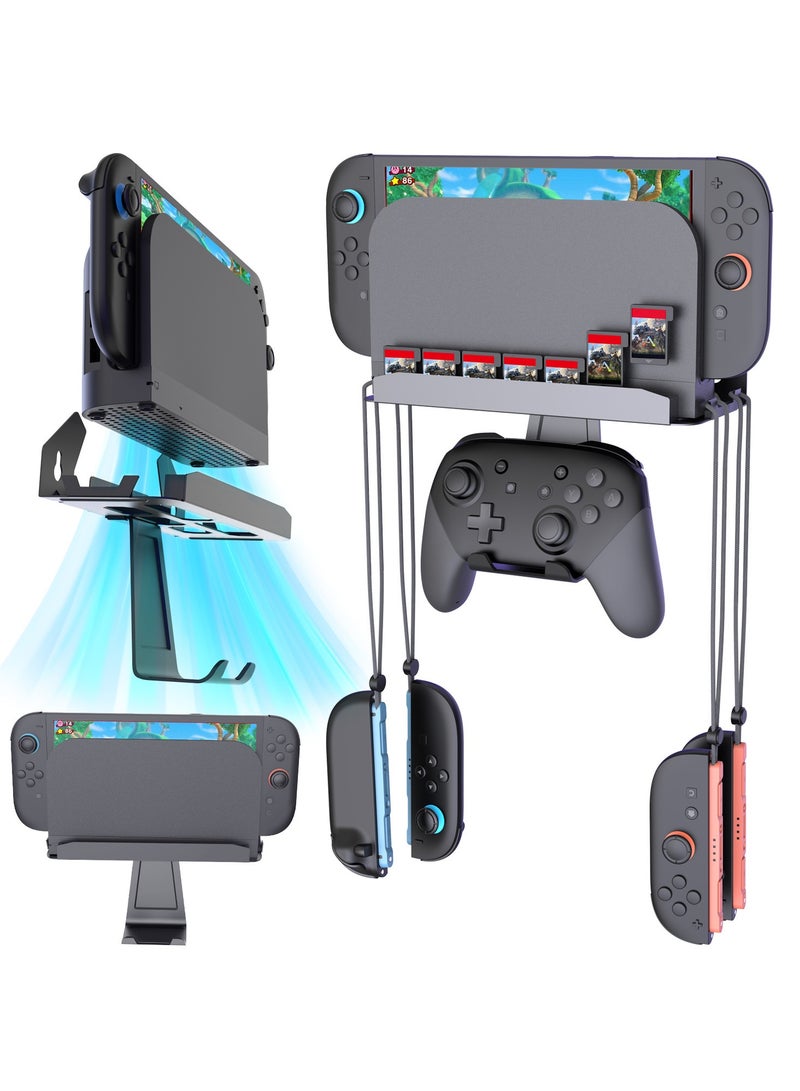 Switch2 Switch Oled Universal Wall Mounting Hardware Stand with Game Card Slot Holder Pro Controller Accessory - Image 1