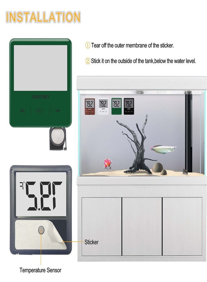 مقياس حرارة رقمي لحوض السمك من ديجيتن، مزود بشاشة LCD كبيرة، يُلصق على سطح الماء، يُستخدم لقياس درجة حرارة الزواحف والسلاحف والبرمائيات. - Image 5