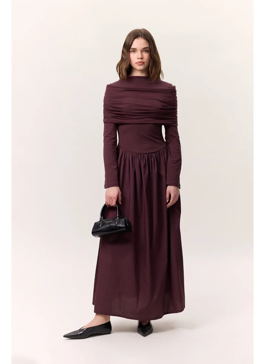 مانوكا Draped Long Sleeve Dress