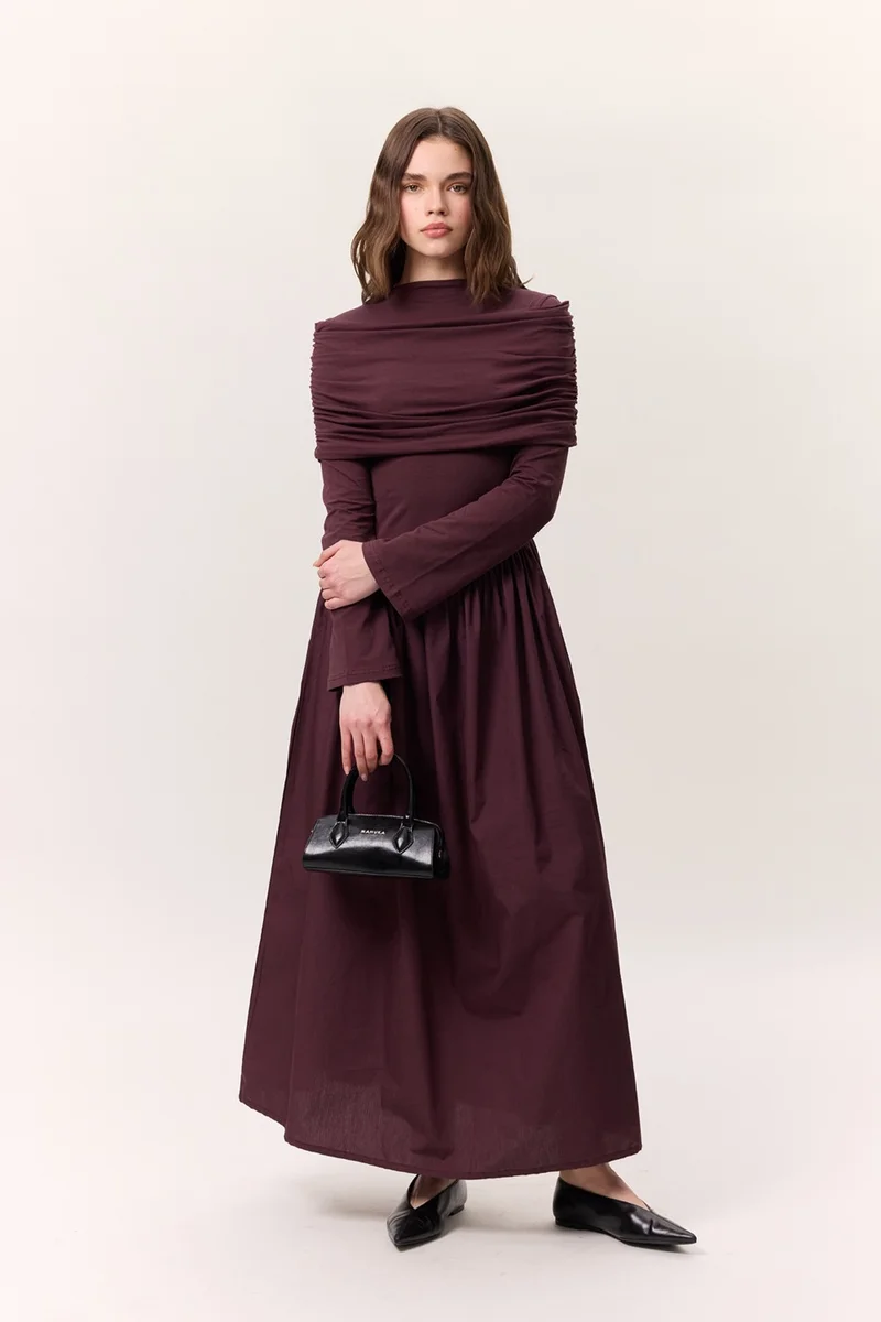 Manuka Draped Long Sleeve Dress