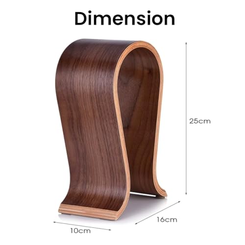 AUDIOCULAR Walnut Wood Universal Headphone Stand Holder | Stylish Organizer & Headphone Stand for Desk Display | Sleek Rubberized Base, Easy to Assemble Luxury Headphone Hanging Stand - Image 3