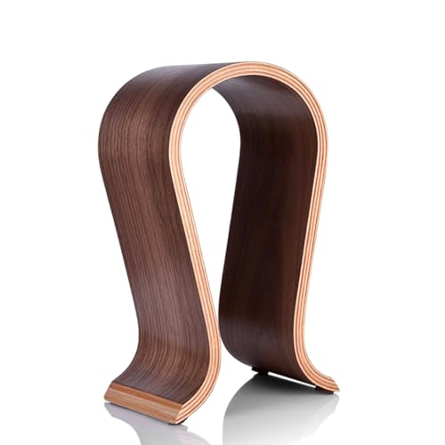 AUDIOCULAR Walnut Wood Universal Headphone Stand Holder | Stylish Organizer & Headphone Stand for Desk Display | Sleek Rubberized Base, Easy to Assemble Luxury Headphone Hanging Stand - Image 4