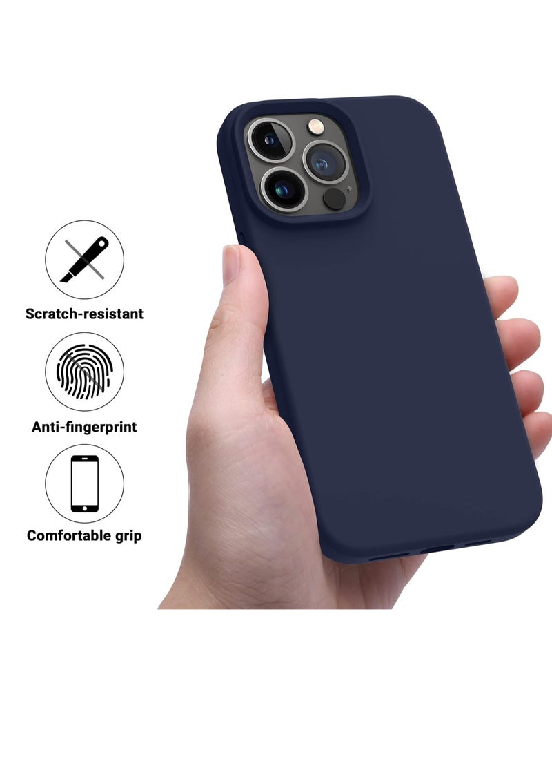 Generic - Compatible with iPhone 15 Pro Max Case 6.7", Slim Liquid Silicone 3 Layers Soft Gel Rubber Shockproof Protective Phone Case with Anti-Scratch Microfiber Lining (Blue) - Image 1