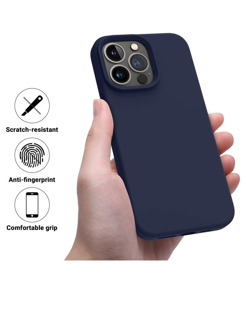 Generic - Compatible with iPhone 15 Pro Max Case 6.7", Slim Liquid Silicone 3 Layers Soft Gel Rubber Shockproof Protective Phone Case with Anti-Scratch Microfiber Lining (Blue) - Image 1