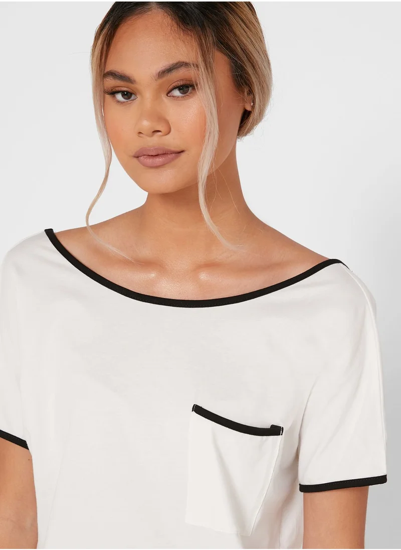 جينجر Contrast Piping Nightdress