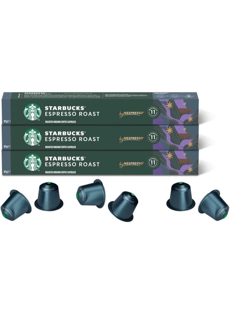 ستاربكس كبسولات قهوة ستاربكس من نسبريسو - إسبريسو روست (تحميص داكن)، 30 كبسولة (3 علب) - Image 1