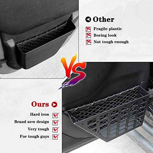 Z8 Stainless Steel Metal Front Door Storage Pockets, Door Side Insert Organizer Box for 2007-2018 Jeep Wrangler JK JKU, Black, Latest Upgraded - Image 3