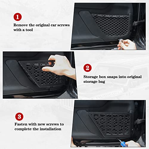 Z8 Stainless Steel Metal Front Door Storage Pockets, Door Side Insert Organizer Box for 2007-2018 Jeep Wrangler JK JKU, Black, Latest Upgraded - Image 5