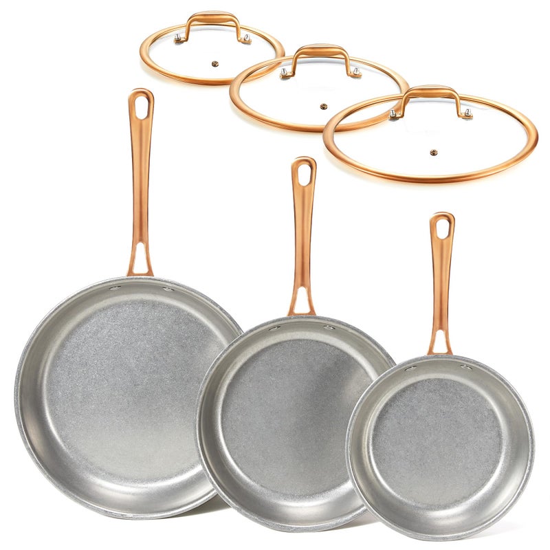 KOKHUB Tri-Ply Stainless Steel Frying Pans Set, 8"/9.5"/11" Vintage Cooking Pans with Lids, PFOA/PTFE/PFAS Free Skillet, Non-Toxic Induction Cookware, Dishwasher & Oven Safe, All Cooktops Compatible - Image 1