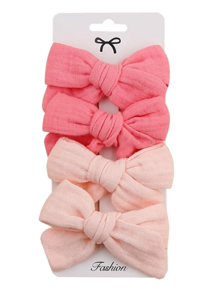 D'Daniela Adella Ribbon Bow Clip Set For Babies and Girls -  Pink & Peach