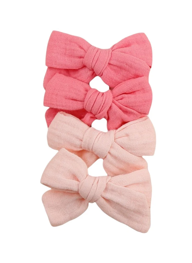 D'Daniela Adella Ribbon Bow Clip Set For Babies and Girls -  Pink & Peach