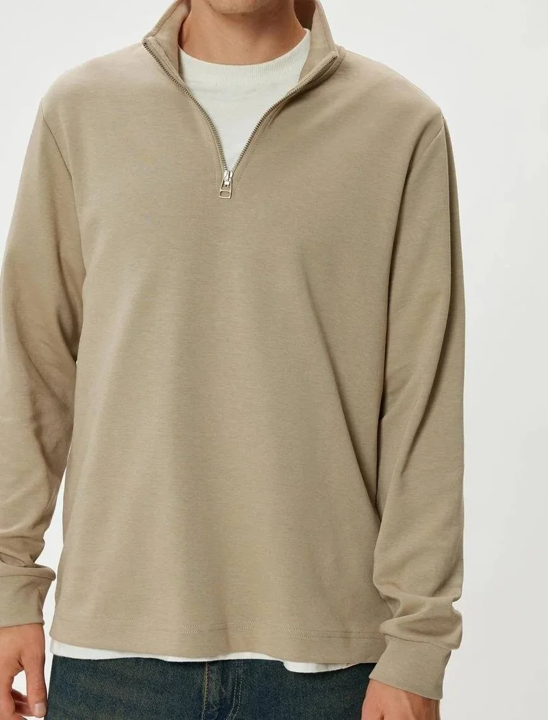 KOTON 5WAM70090MK Men's Sweat Beige