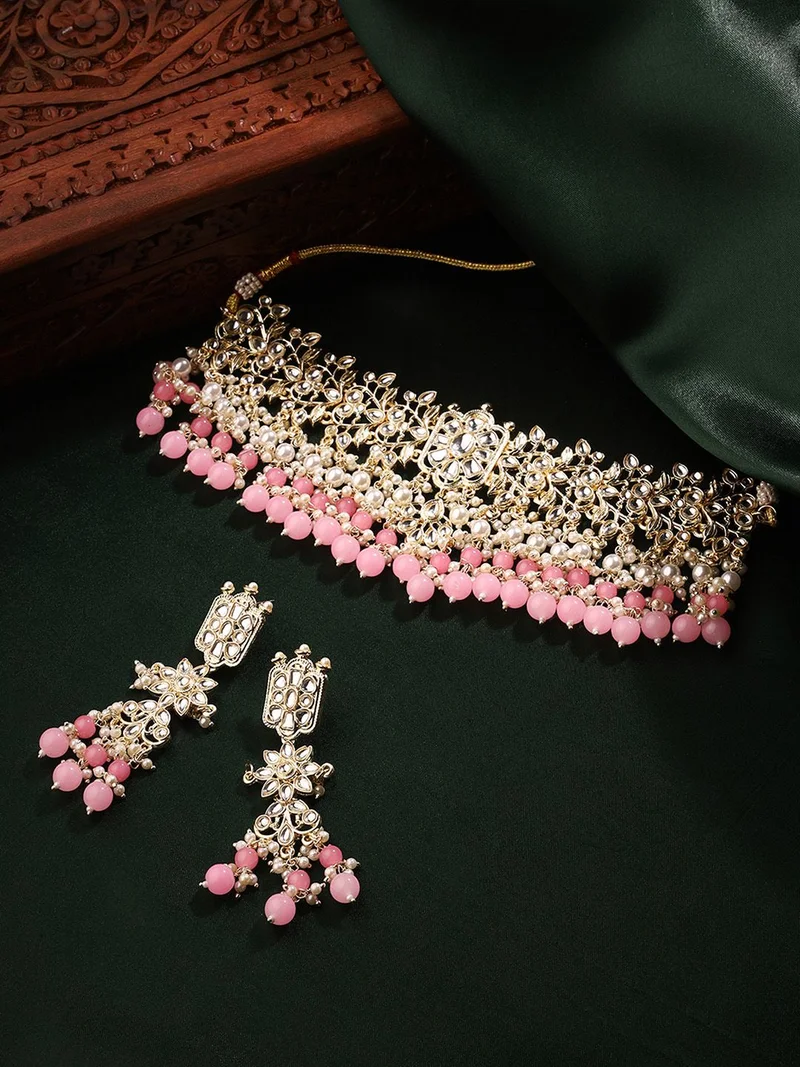 Priyaasi Stone Studded Beaded Lion Jewellery Set