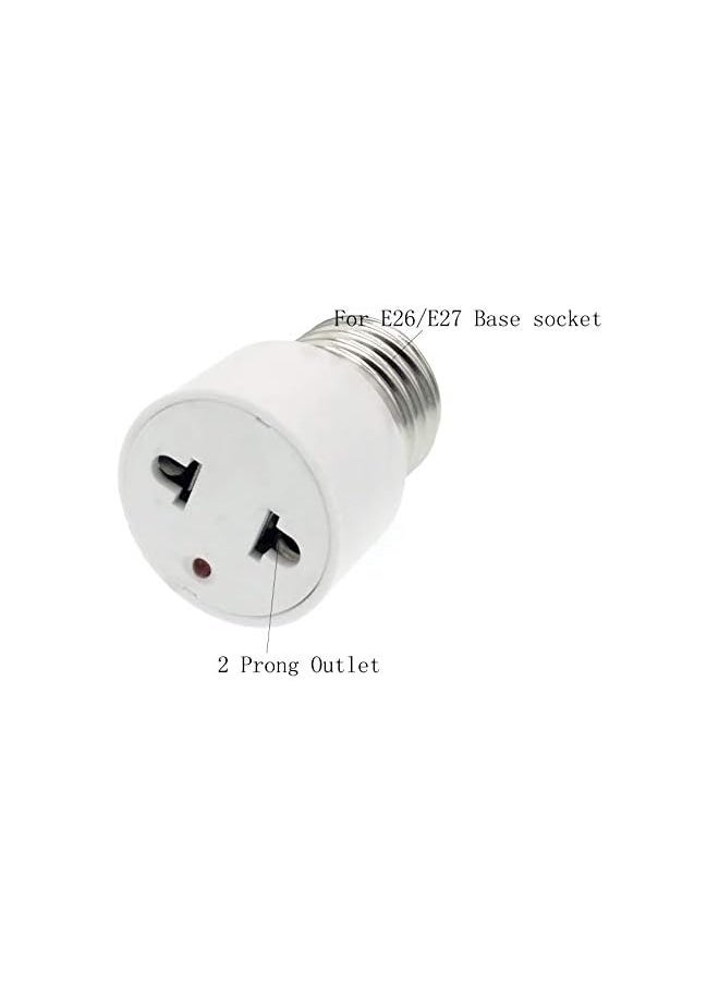 E26 E27 Light Socket to 2 Prong Outlet Adapter, Medium Base Light Socket Outlet Adapter (2 Pack)
