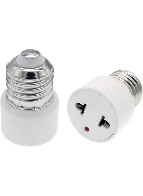 E26 E27 Light Socket to 2 Prong Outlet Adapter, Medium Base Light Socket Outlet Adapter (2 Pack)