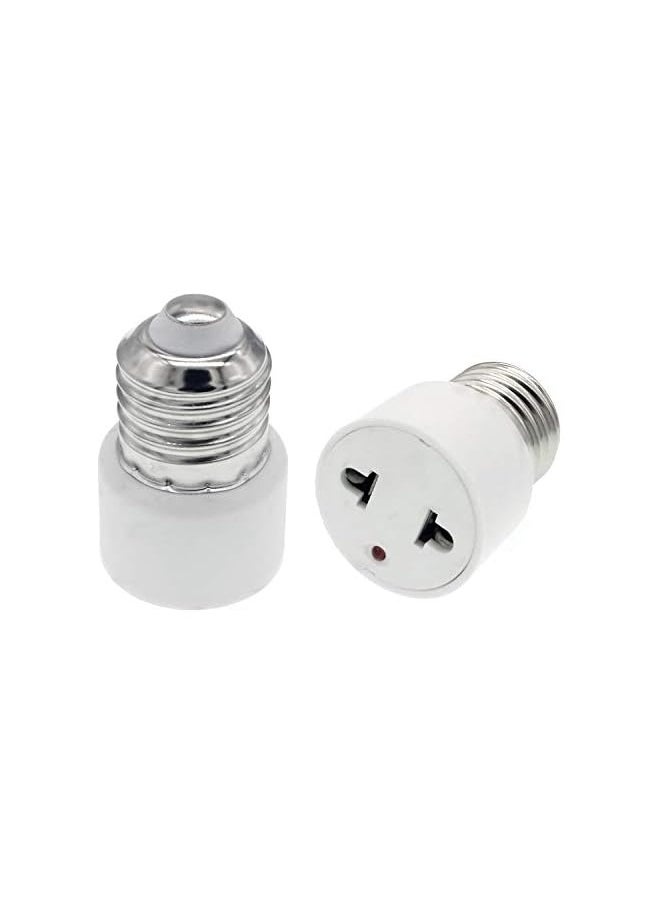 E26 E27 Light Socket to 2 Prong Outlet Adapter, Medium Base Light Socket Outlet Adapter (2 Pack)