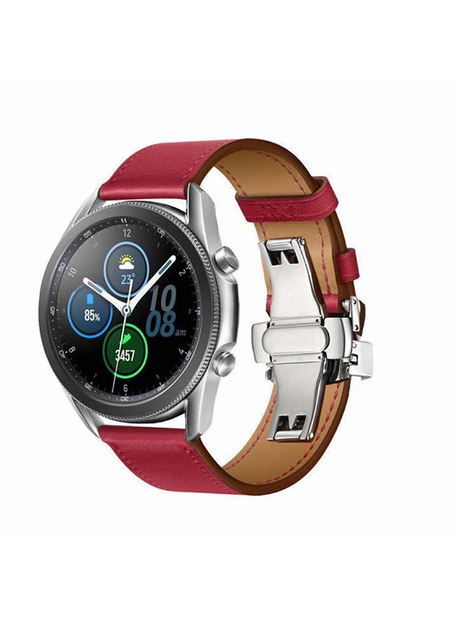 بيرفيي سوار بديل من الجلد الطبيعي لساعة سامسونج جالاكسي 3 مقاس 45 مم أحمر - Image 2