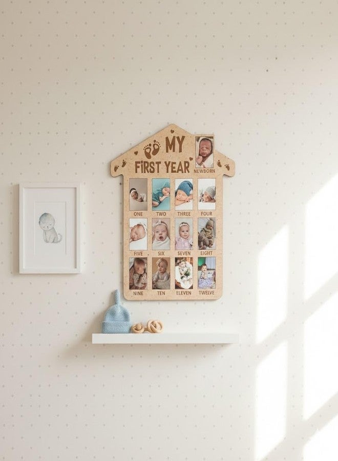 SVM CRAFT® My First Year Baby Growth Photo Display Wood Board - 12 Months Newborn Milestones Picture Frame - Image 5
