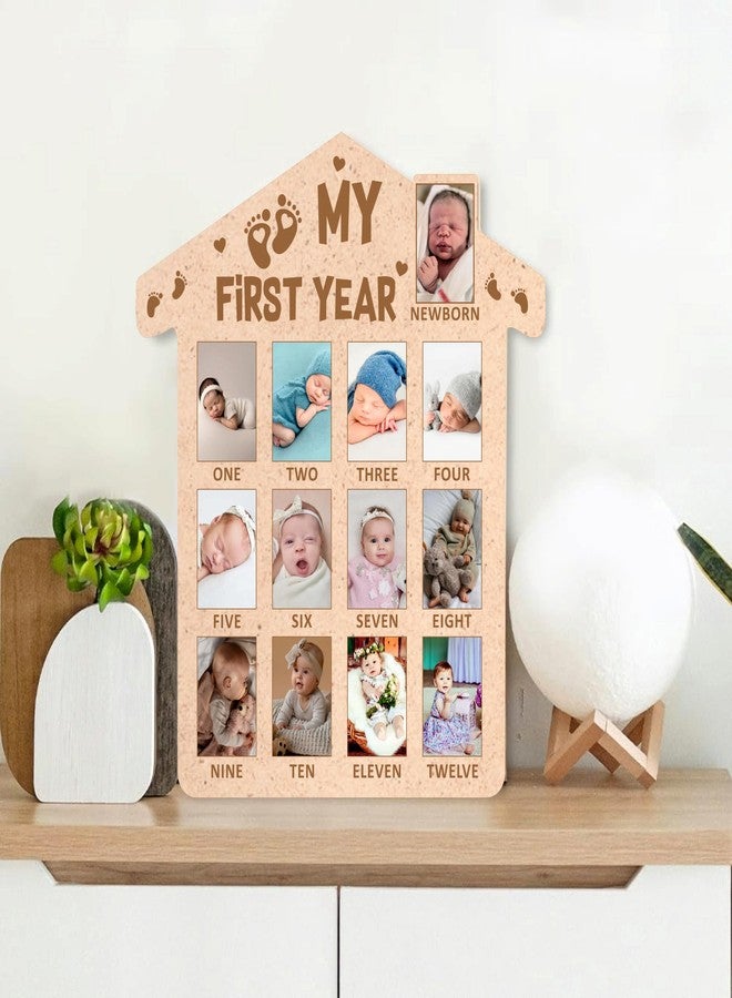 SVM CRAFT® My First Year Baby Growth Photo Display Wood Board - 12 Months Newborn Milestones Picture Frame - Image 3