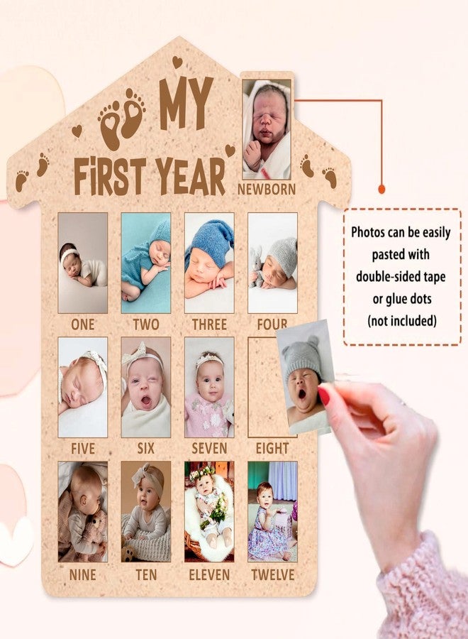 SVM CRAFT® My First Year Baby Growth Photo Display Wood Board - 12 Months Newborn Milestones Picture Frame - Image 2