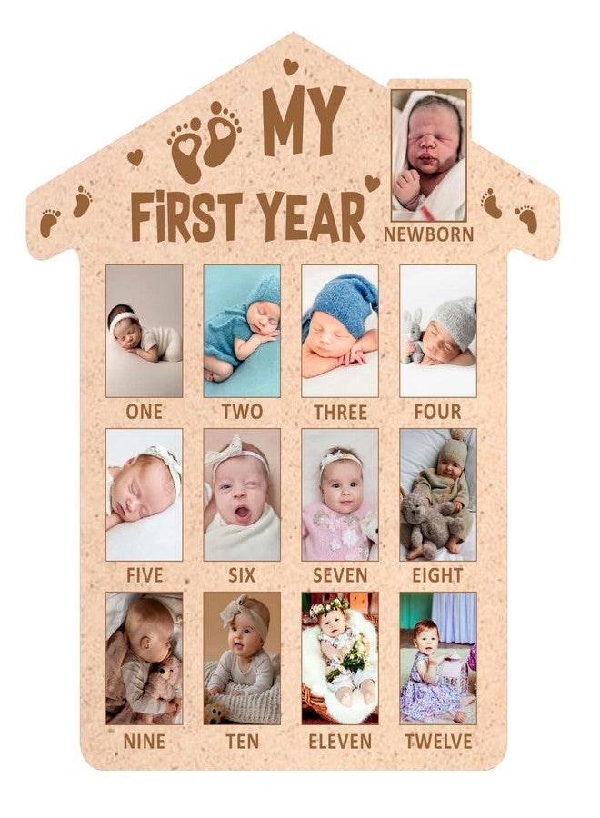 SVM CRAFT® My First Year Baby Growth Photo Display Wood Board - 12 Months Newborn Milestones Picture Frame - Image 1