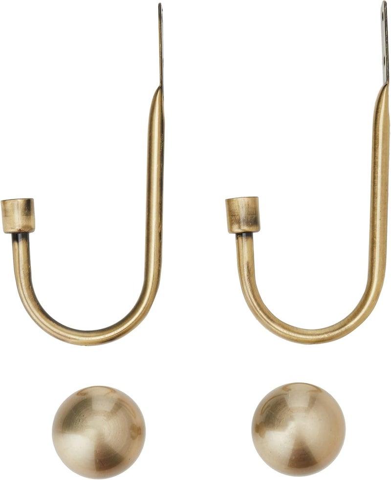 INCREWAY Curtain Hooks, 2 Pcs Round Metal Decorative Curtain Drapery Holdbacks U Shaped Hooks, Wall Mounted Curtain Tieback Hook Holder with Screws(Bronze) - Image 2
